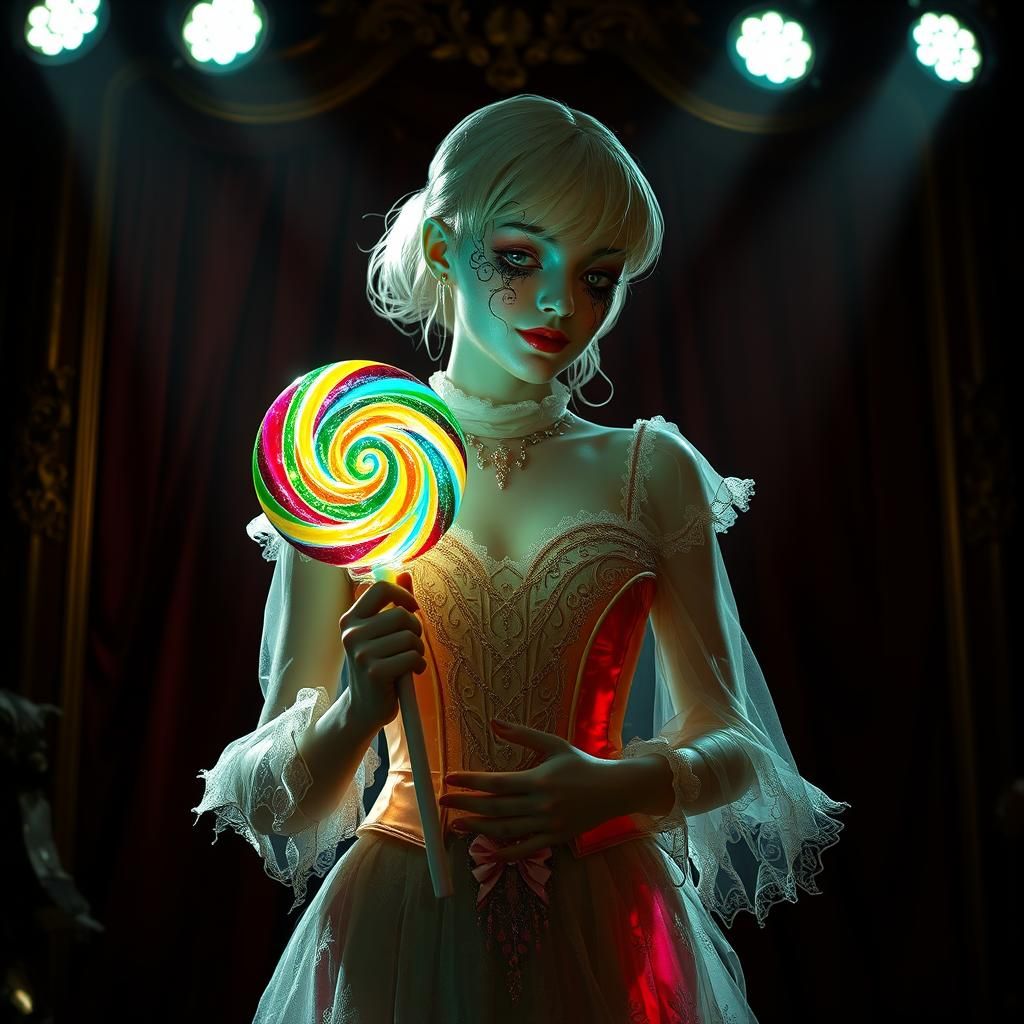 Gothic Jelly Goddess with Colorful Lollipop