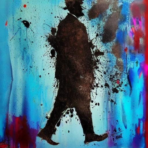 Surreal Ink Splatter Art of a Moody Ink Man and His Pursuer