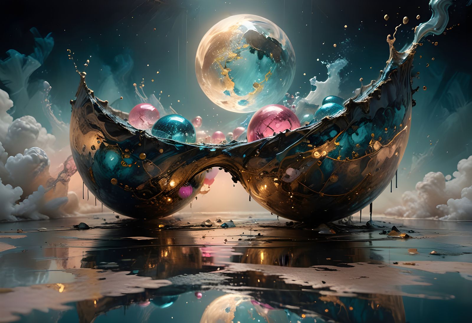 Bioluminescent Landscape with Neon Accents