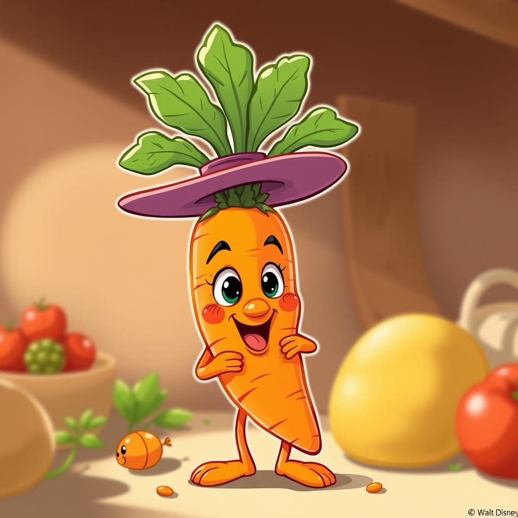 Charming Cartoon Carrot Character in Classic Disney Style