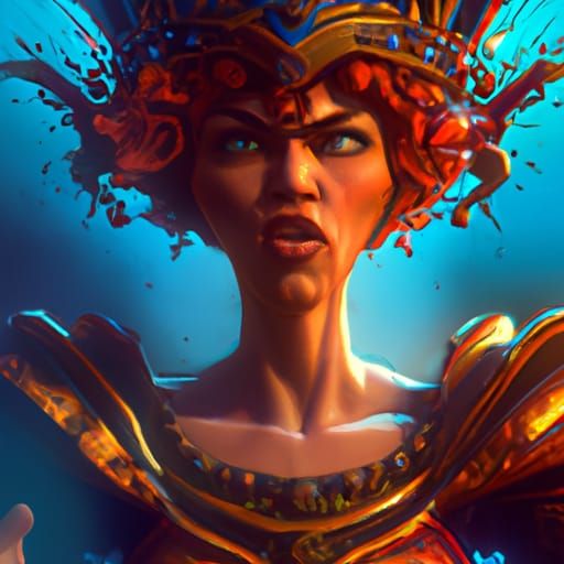 Rubenesque Queen with Fierce Temper in Vibrant Triadic Color...