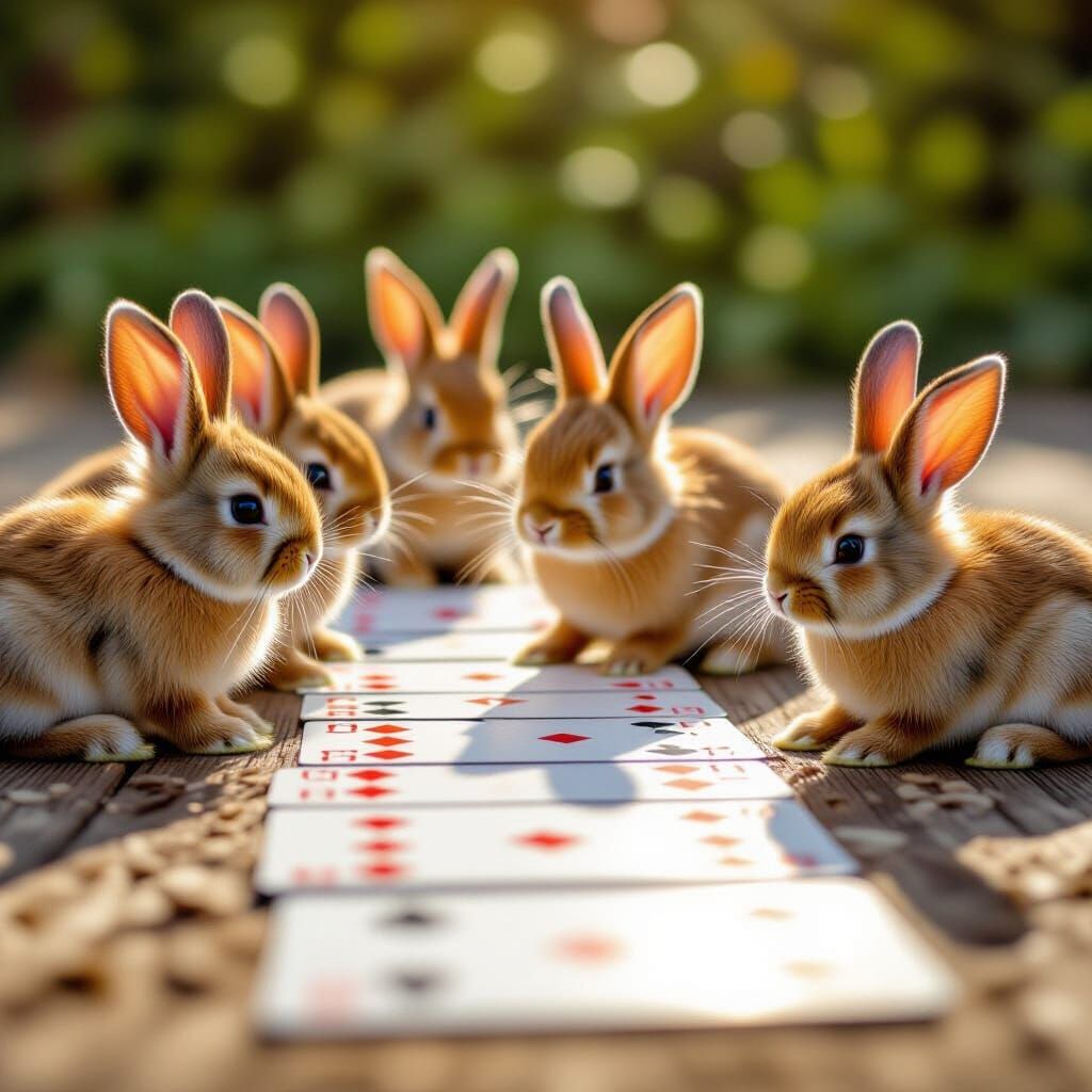 Bunnies Tipping Playing Cards: Professional Photography