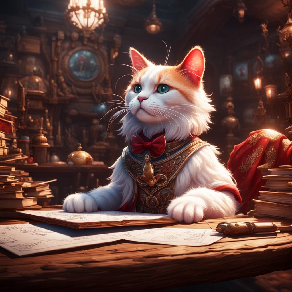 Whimsical Red Cat Masterpiece in Unreal Engine 5 Style