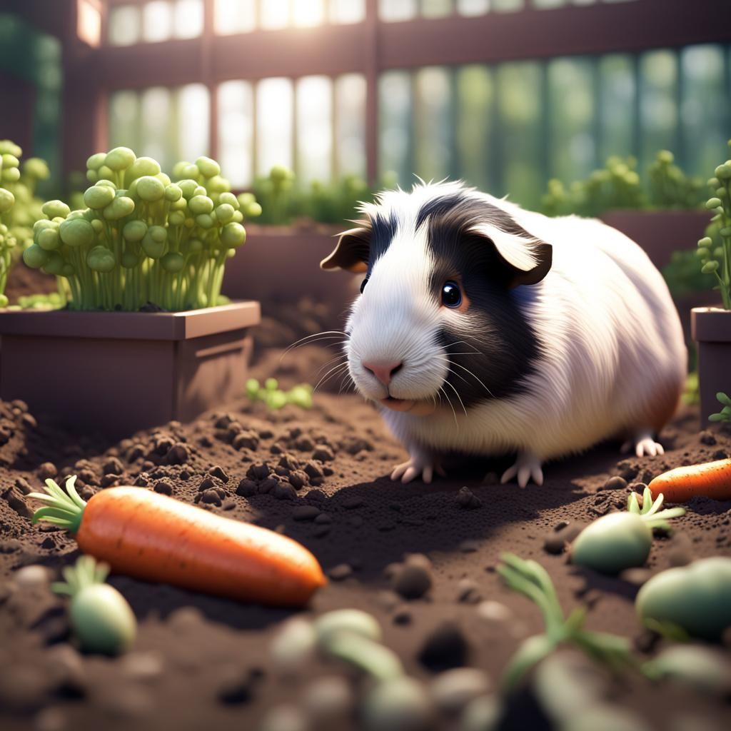 Guinea Pig Carrot Thief: 3D Digital Art