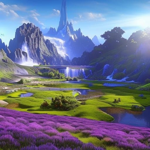 Dark Fantasy Masterpiece of Vibrant Florals and Majestic Lan...