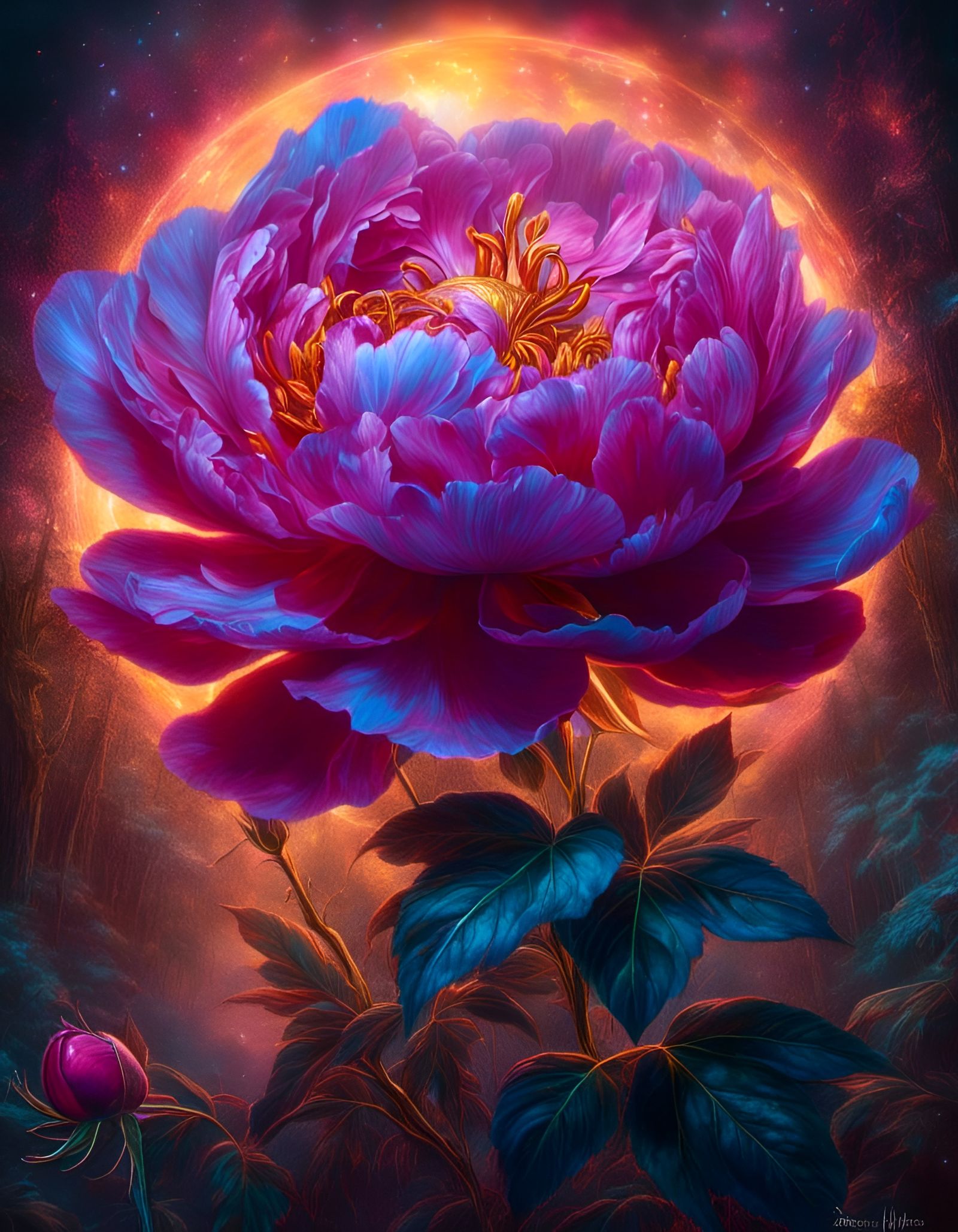 Ethereal Nighttime Bloom in an Elven Palace