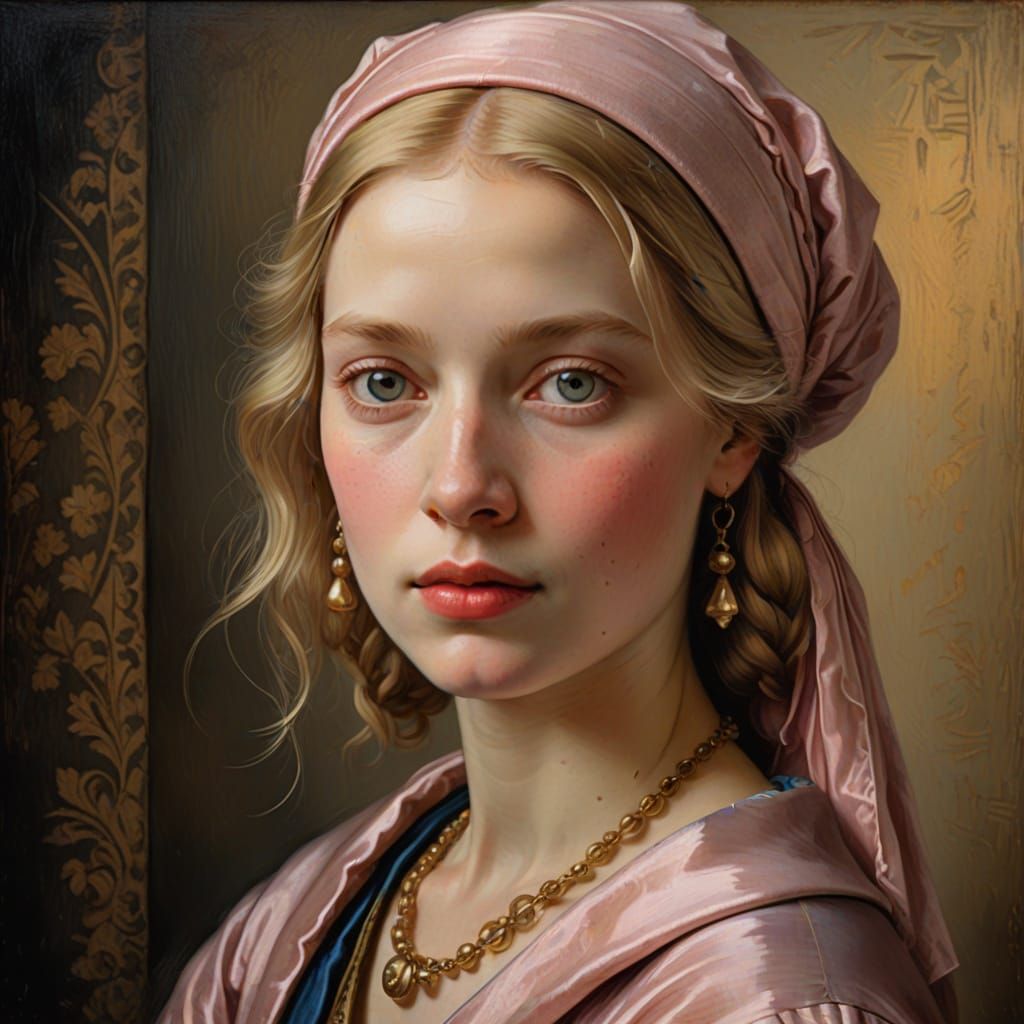 Blonde Woman in Warm, Soft Light, with Amber Eyes and Oval F...