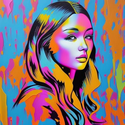 Cryptocurrency Goddess in Vibrant Street Art Style