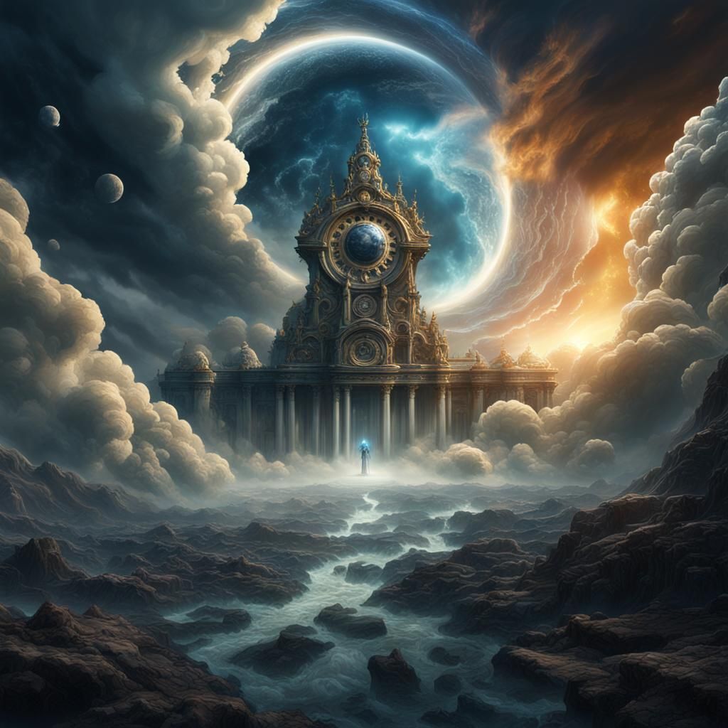 Epic Cosmic Guardian in a Vast Stormy Expanse