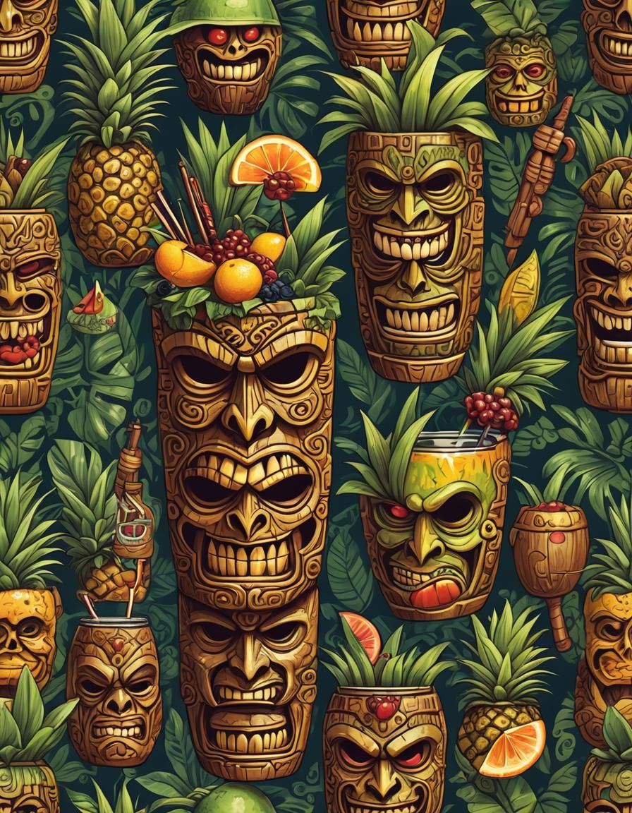 Dark Tiki Cocktail in a Forbidden Jungle