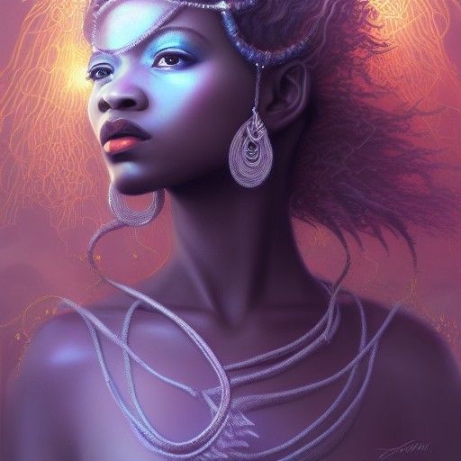 Ethereal Goddess Oya in a Stormy African Landscape