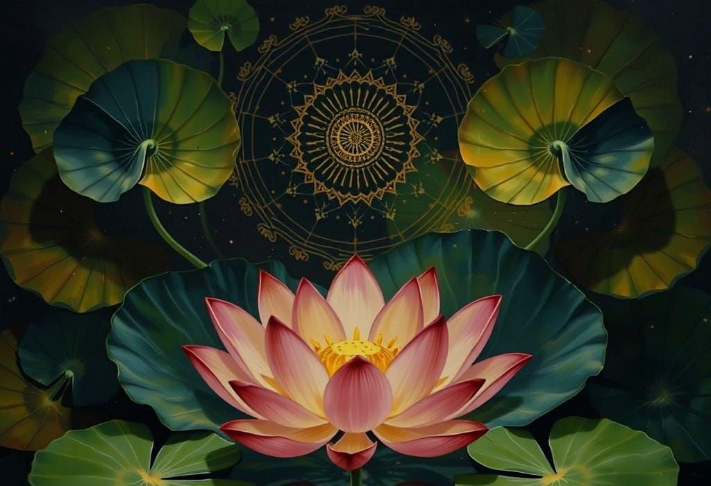 Lotus Bloom in Vibrant Neurographic Patterns