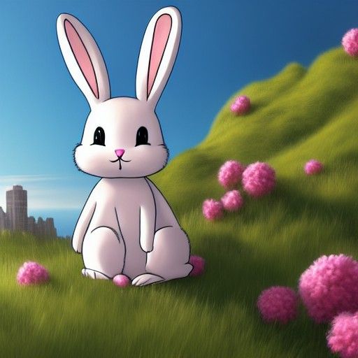 Hyperrealistic Bunny Takes a Nap in a Golden Landscape