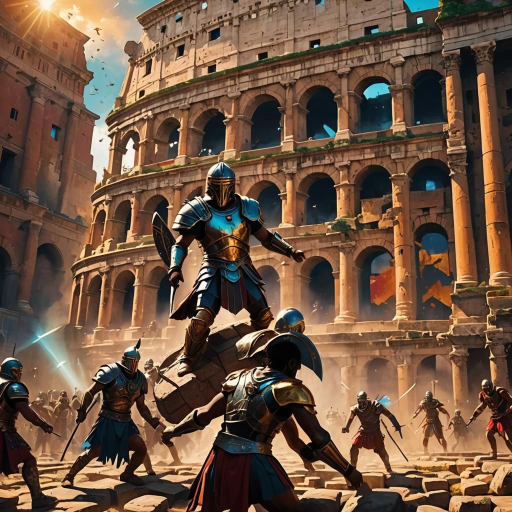 Gladiators Clash in Futuristic Rome