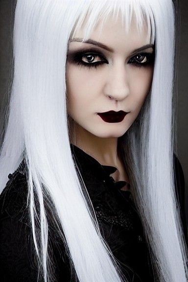 Gothic Fantasy Girl with White Hair
