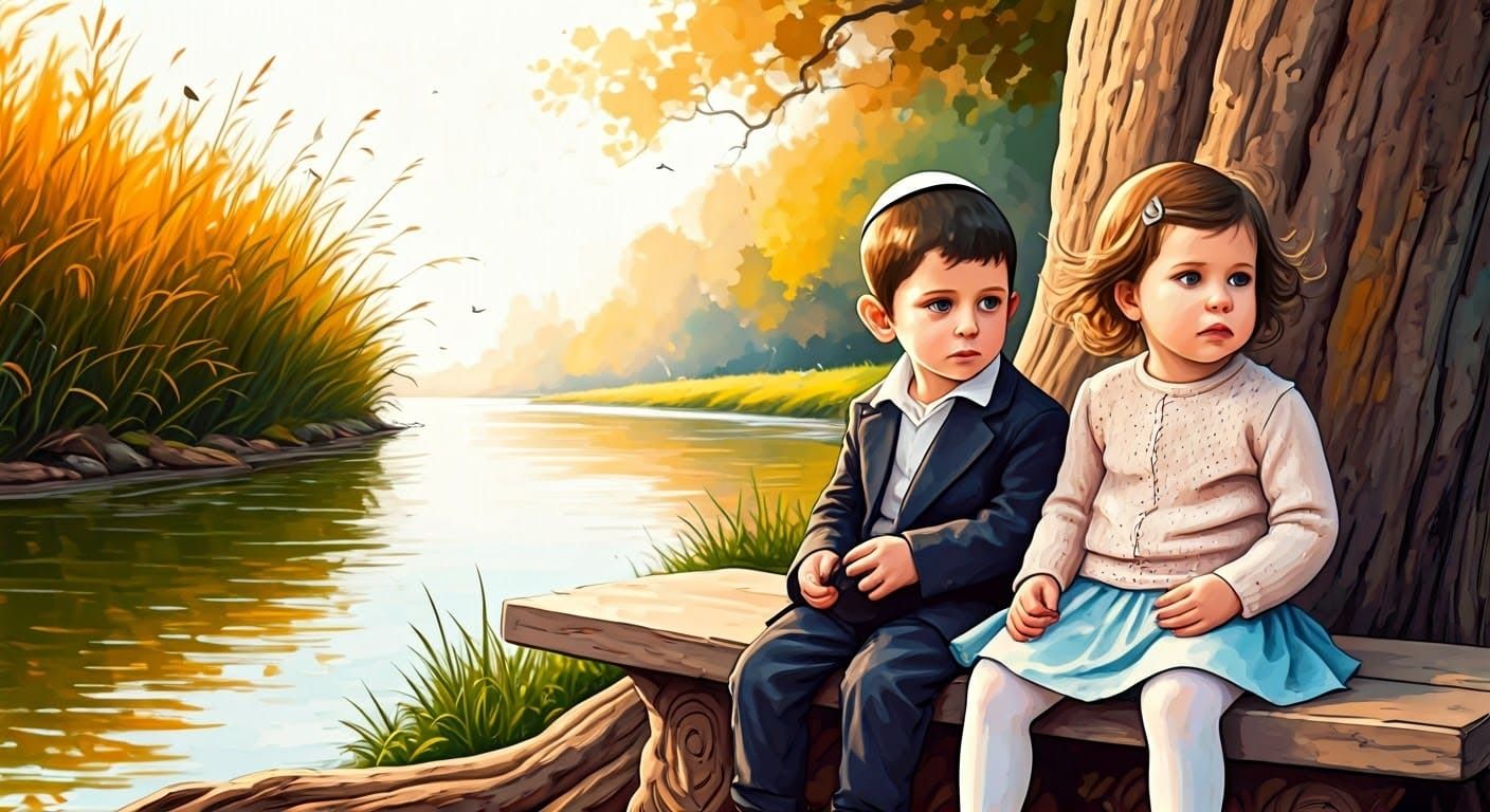 Two Brothers in Watercolor, Ancient Tree, and Winding River