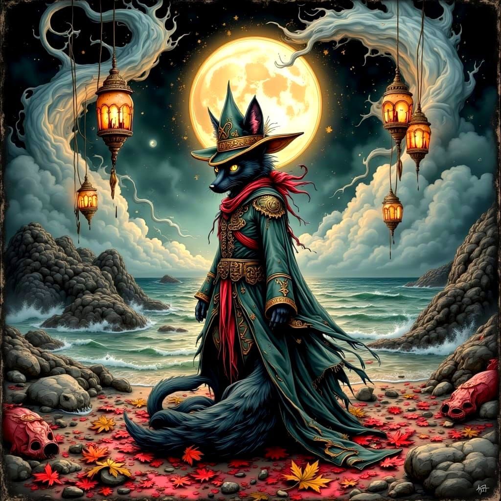 Black Fox Pirate in Dark Fairy Tale Style