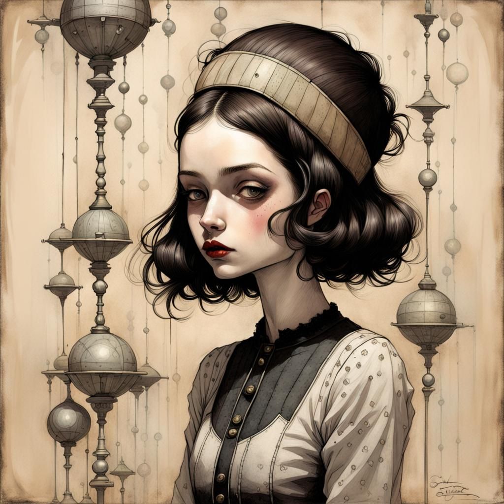 A Young Girl in Vibrant Art Brut Colors