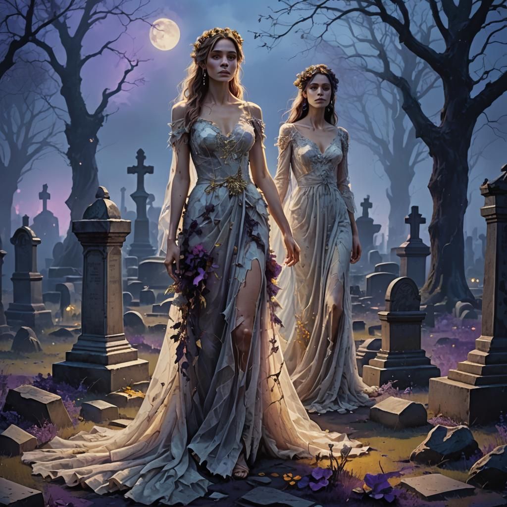 Ethereal Bride Sways Over Ancient Graves