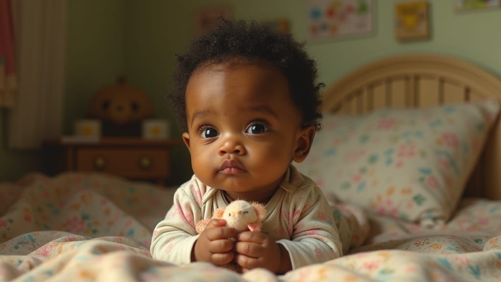 Distressed Baby in Nursery, Painterly Style