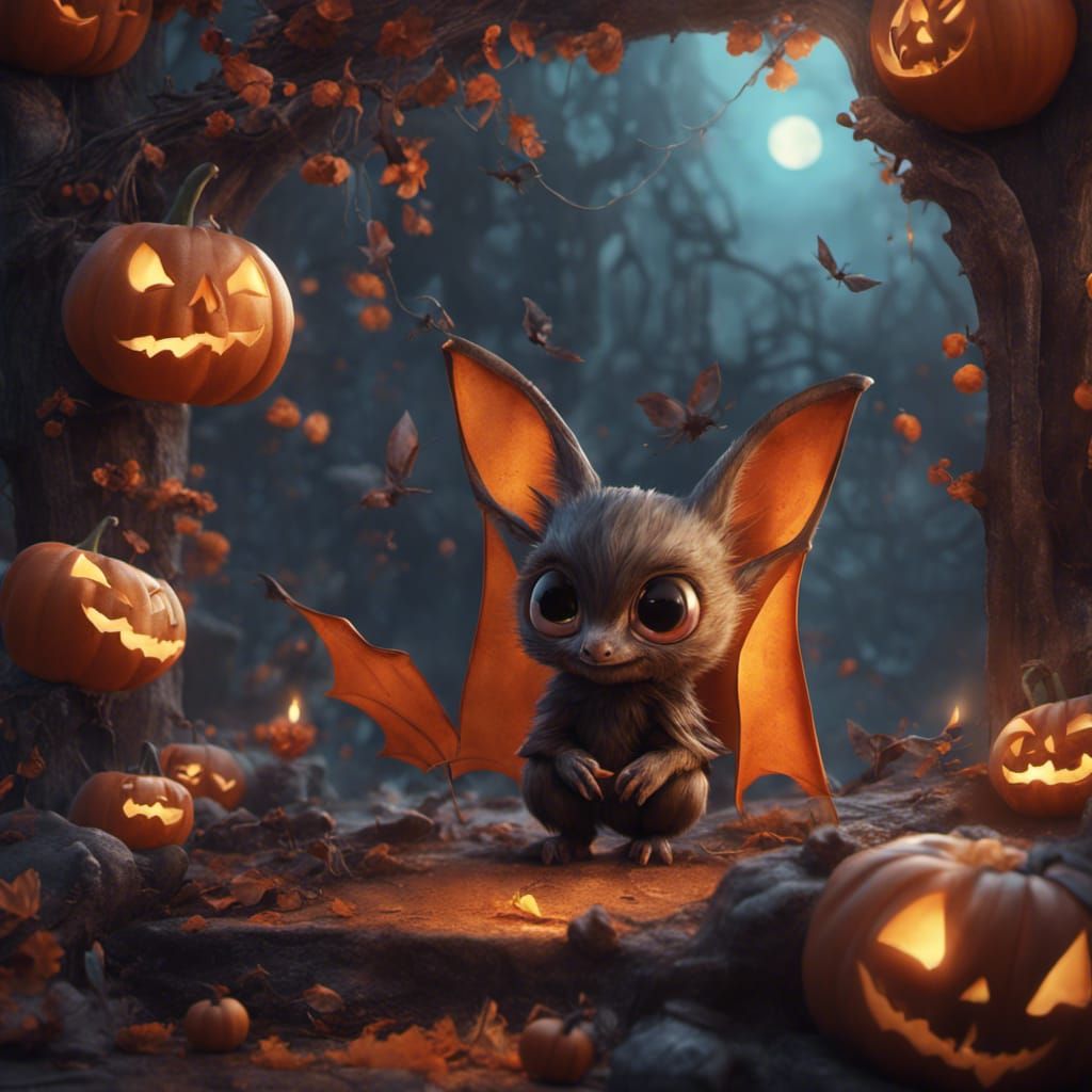 Enchanting Halloween Fantasy Scene in Vibrant Matte Painting