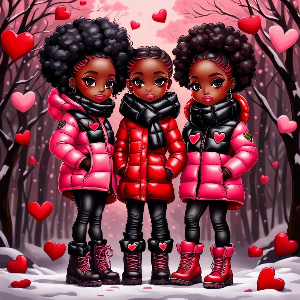 Chibi Women Celebrate Black History and Love in Vibrant Wint...