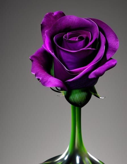 Cyberpunk Vase Containing a Melting Chrome Rose