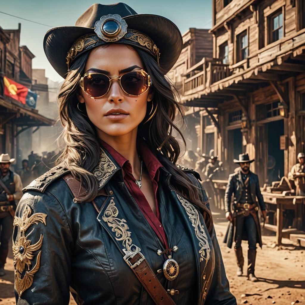 Fantastical Old West Cowgirl with a Hint of Retrofuturism