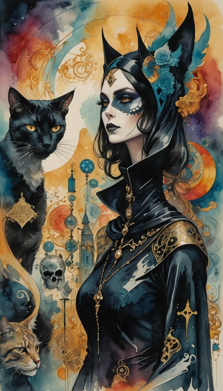 Surrealist Cat Girl TAROT Card Artist