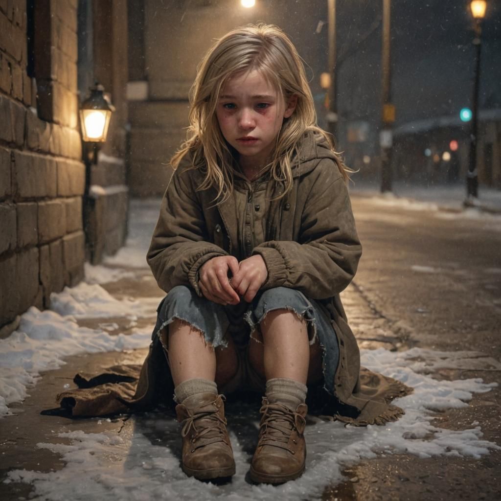 Sorrowful Winter Orphan Sees Christmas Joy