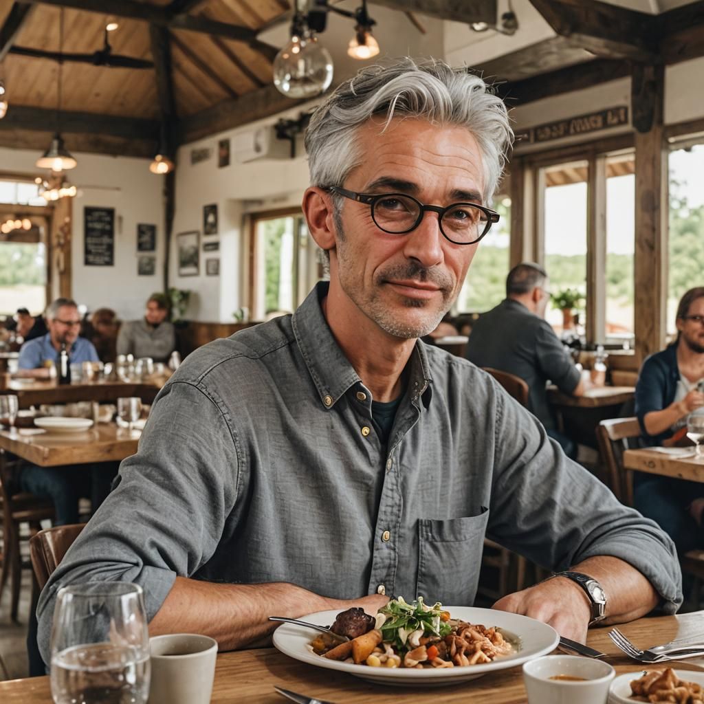Portrait of Gentleman Dining in Countryside Elegance
