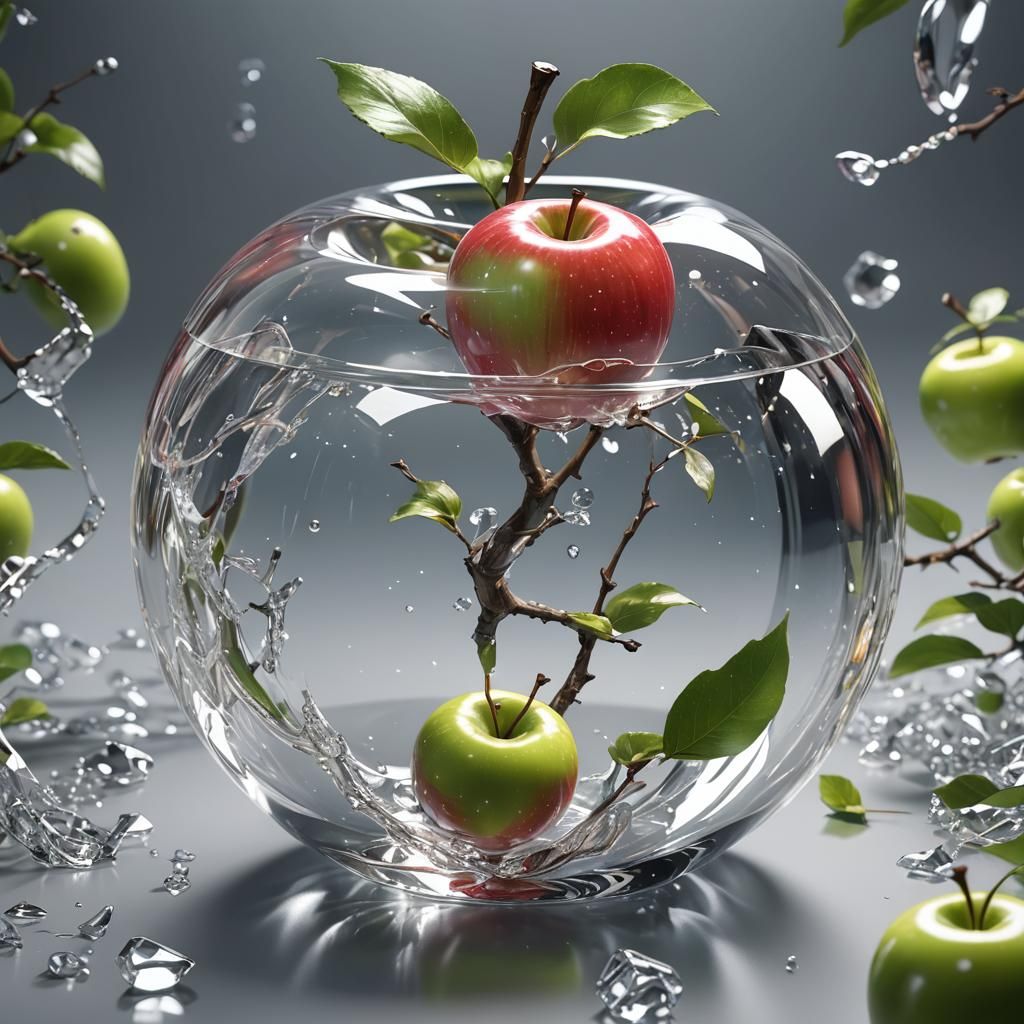 Vibrant Anime Concept Art of a Clear Apple in Stunning 8k Re...