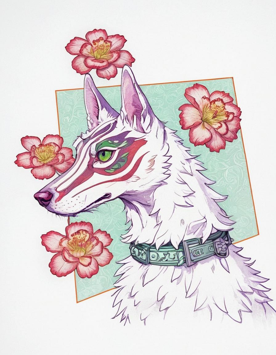 Dark Fantasy White Dog Masterpiece