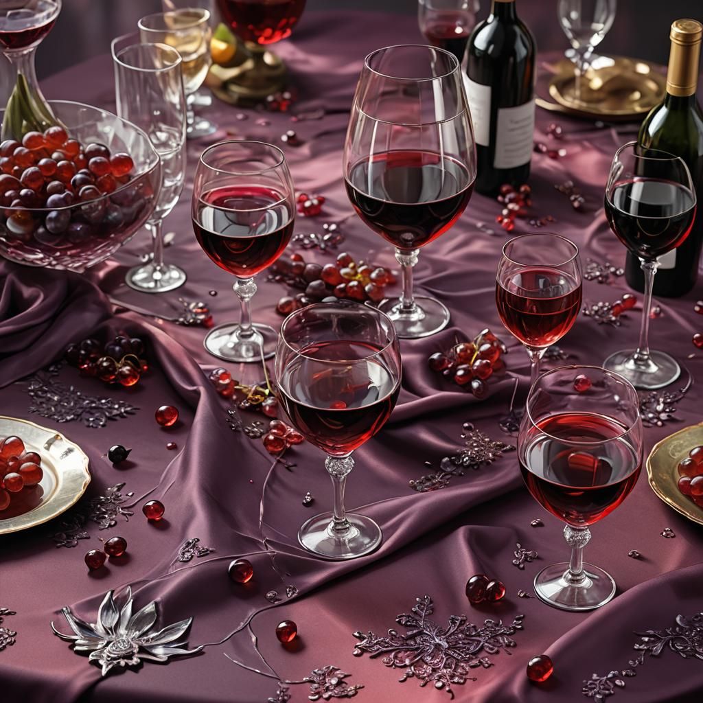 Magical Wine Scene in Vibrant Complementary Colors