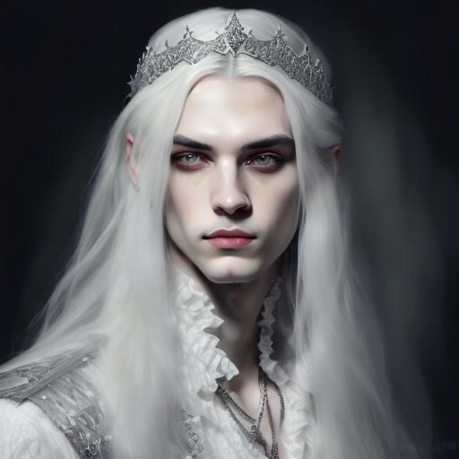 Ethereal Youth in Opulent Silver and White