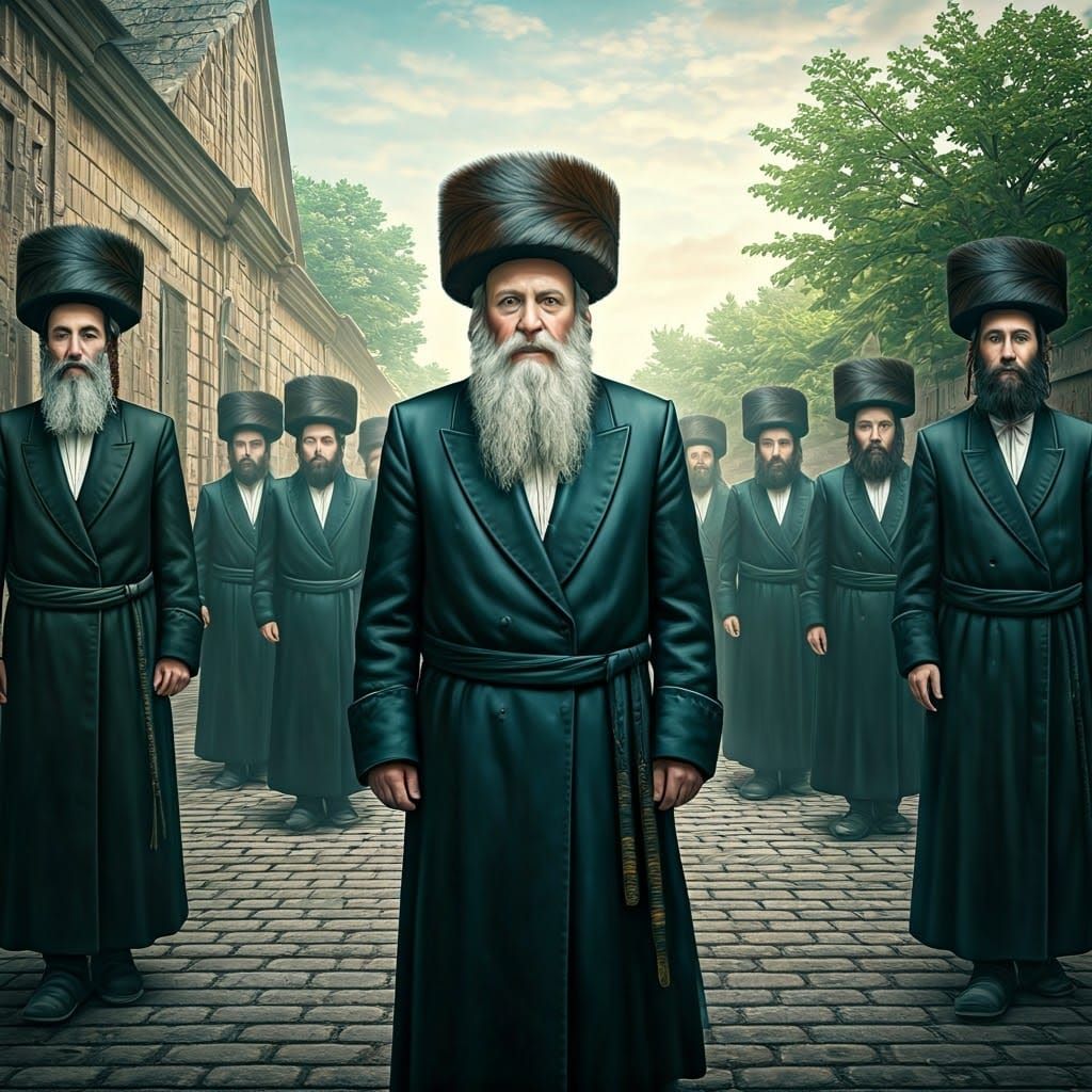 Traditional Ukrainian Ultra-Orthodox Rabbi Walking Down Cobb...