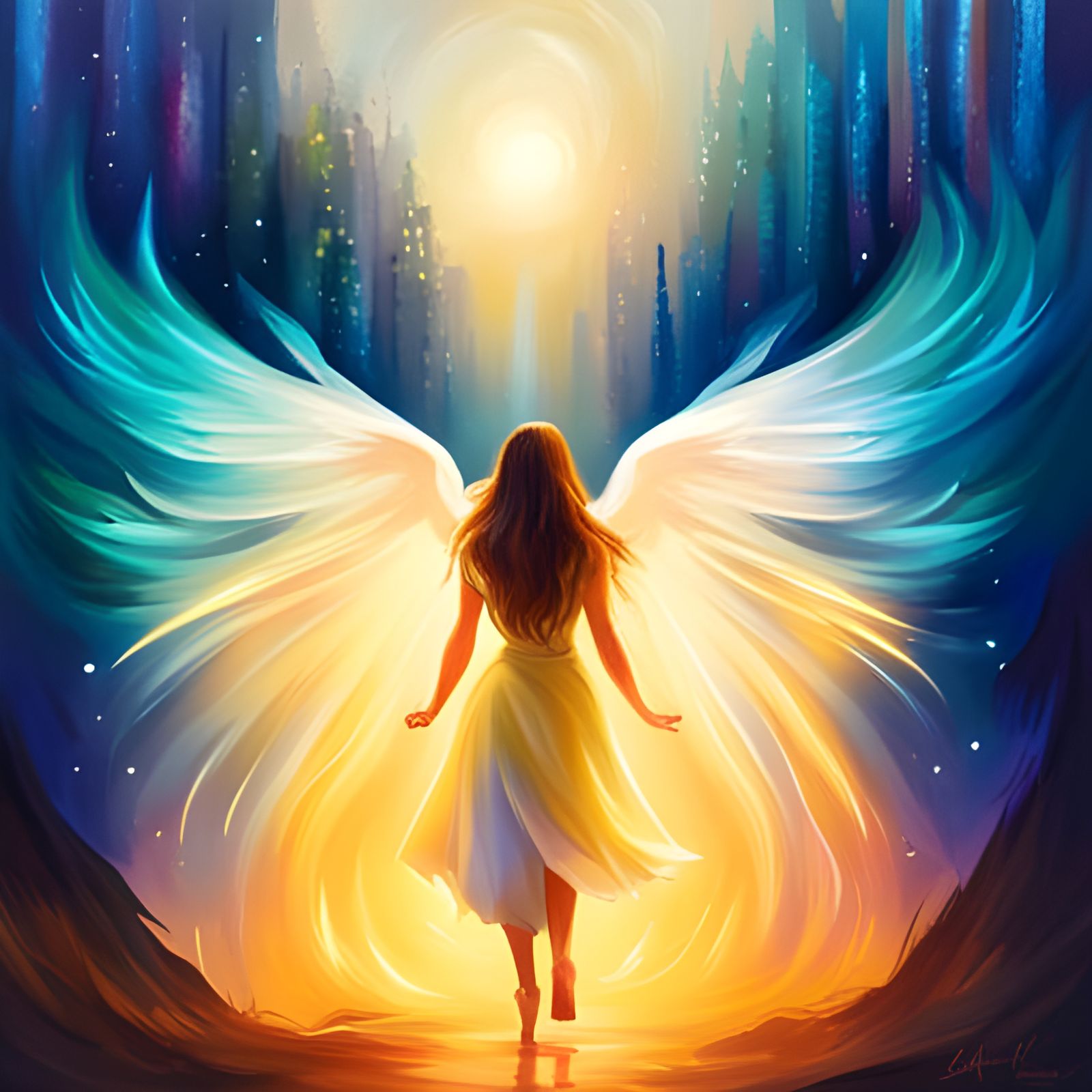 Angel with Wings: Textured Bright Color Speedpaint
