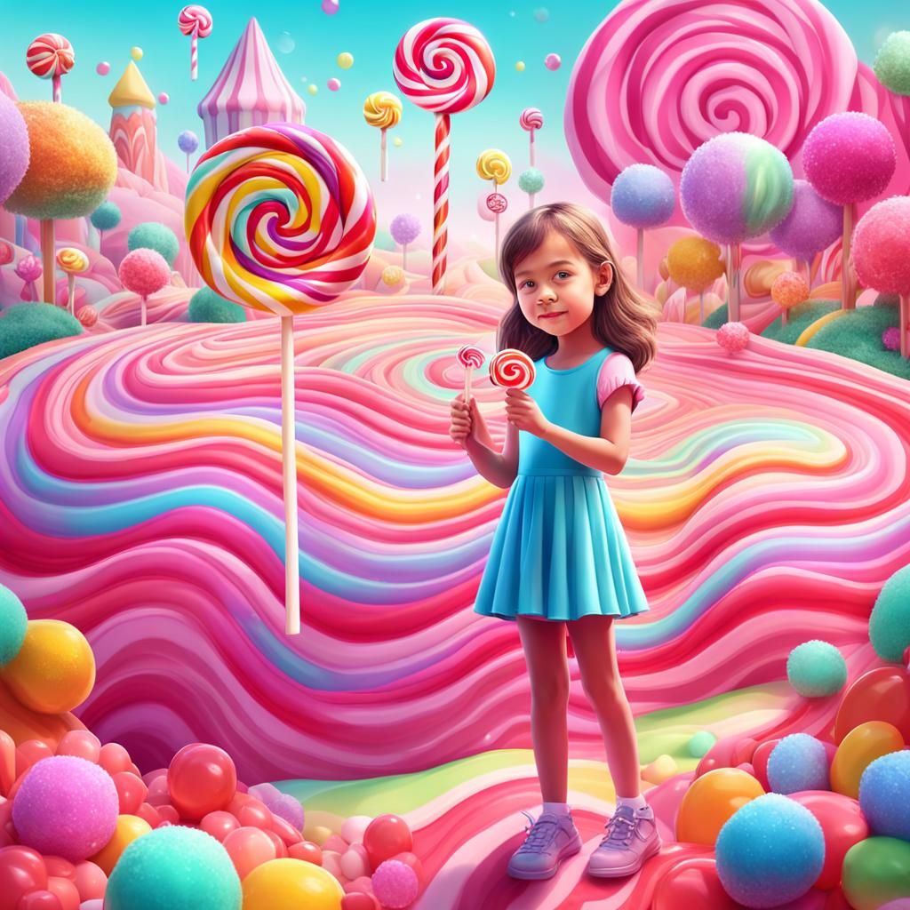 Vibrant Candyland Fantasy in Whimsical Art Style