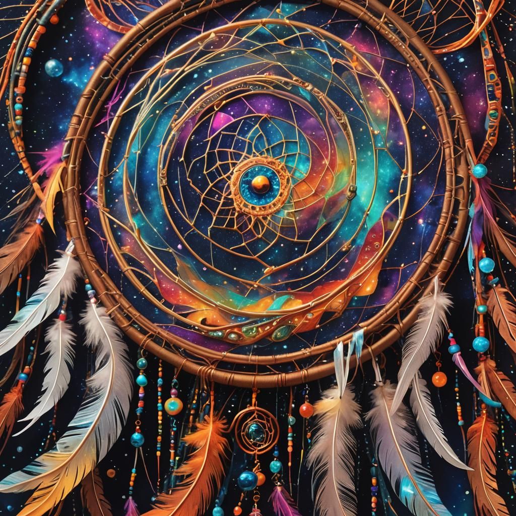 Ethereal Holographic Yin Yang Dreamcatcher