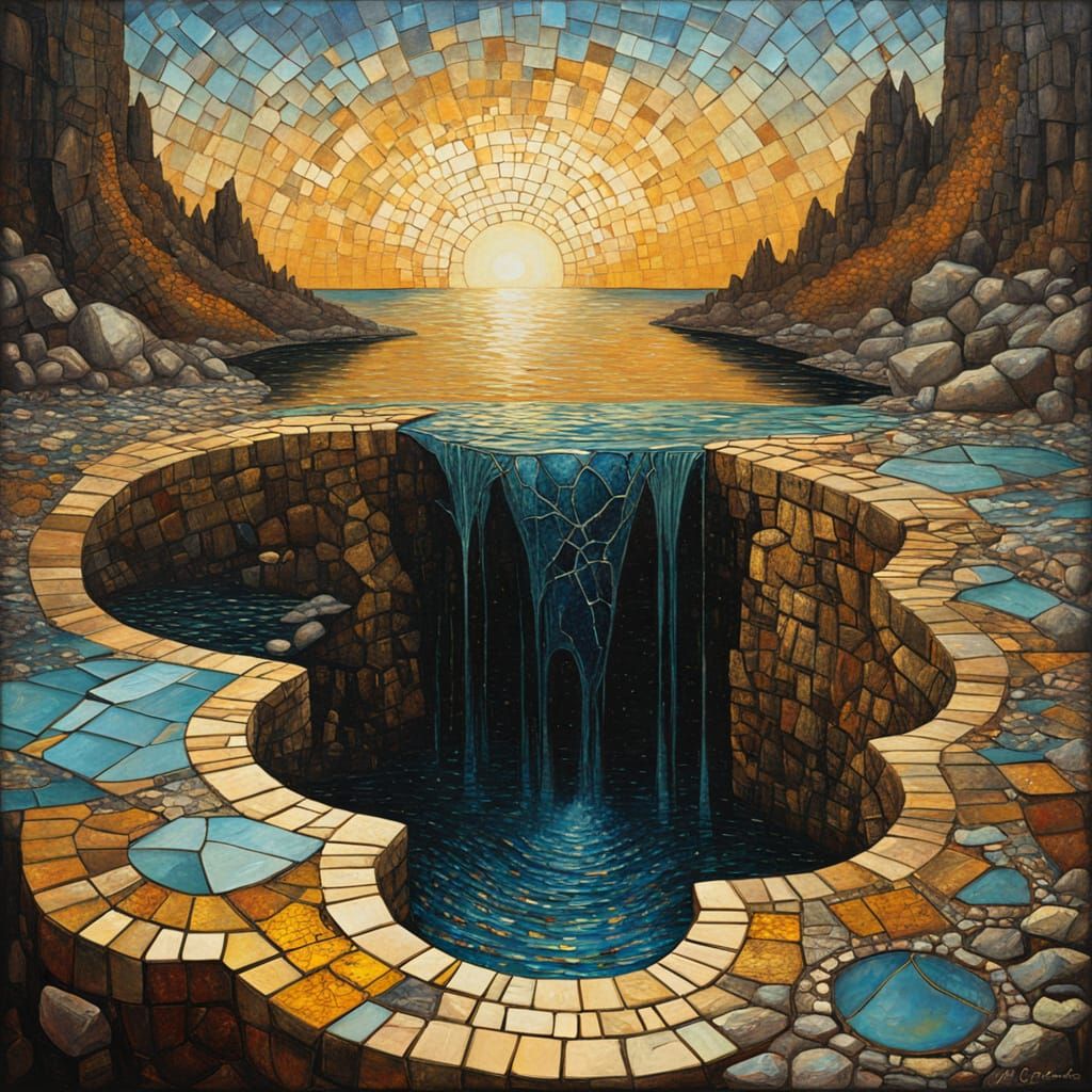 Surrealist Futurescape in Warm, Golden Light