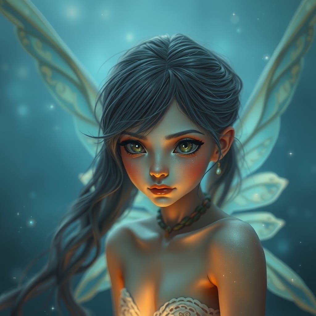 Mystical Fairy Illuminated by Twilight's Soft Glow
