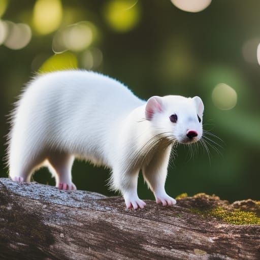 White Ferret in Professional Photography Style