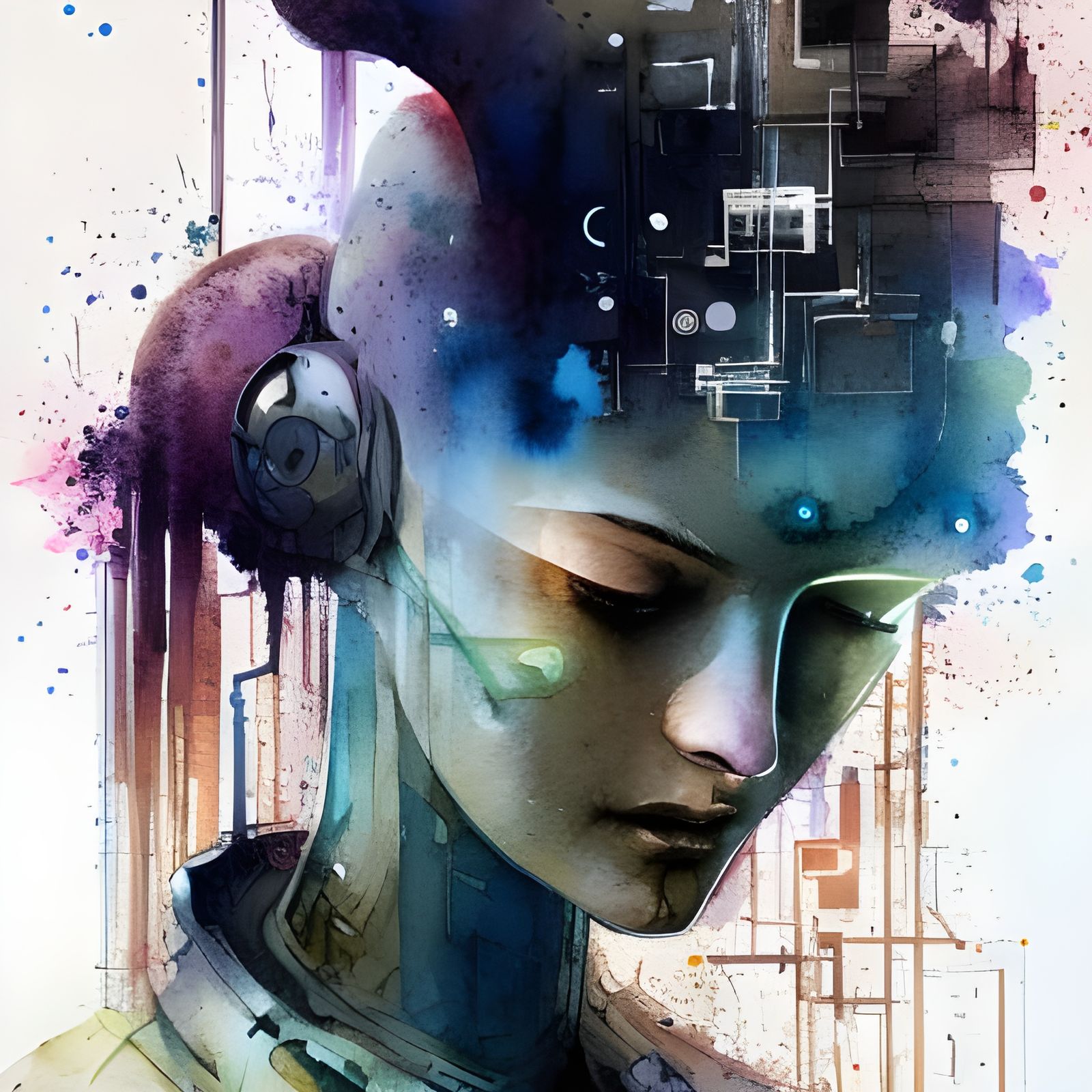 AI in Detailed Watercolor and Ink Painting