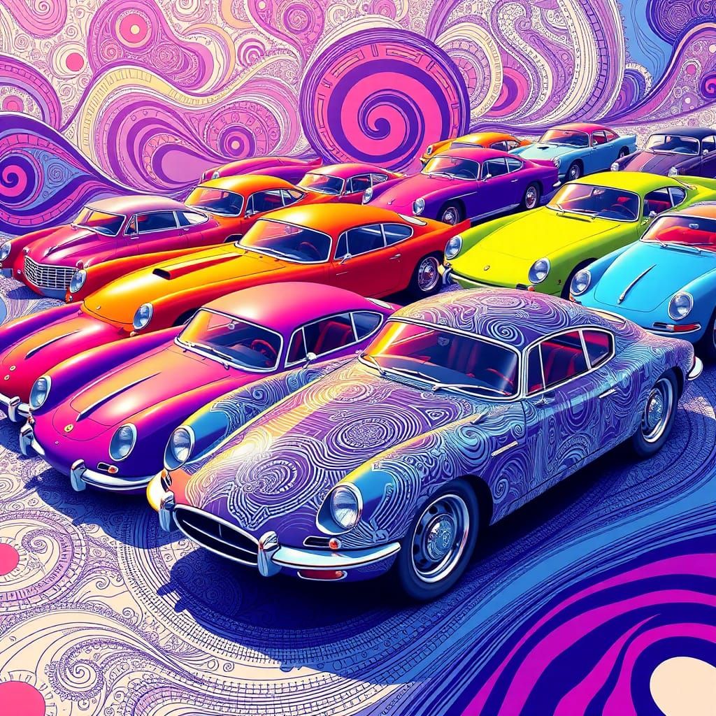 Dystopian Dreamscapes: Fractal Classic Cars in Vibrant Futur...