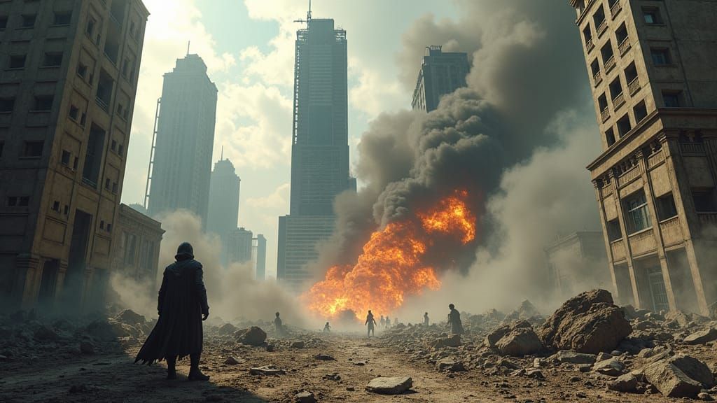 Epic Superhero Battles in a Ruined Metropolis