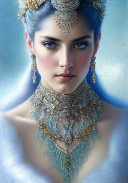 Ethereal Arabian Goddess in Winter Wonderland