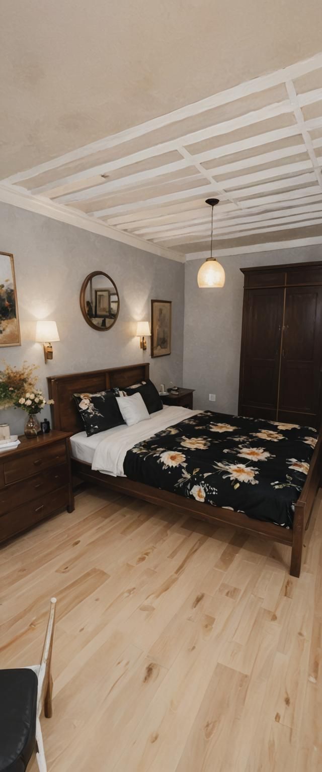 Cozy Bedroom Interior in Impressionist Oil Painting Style