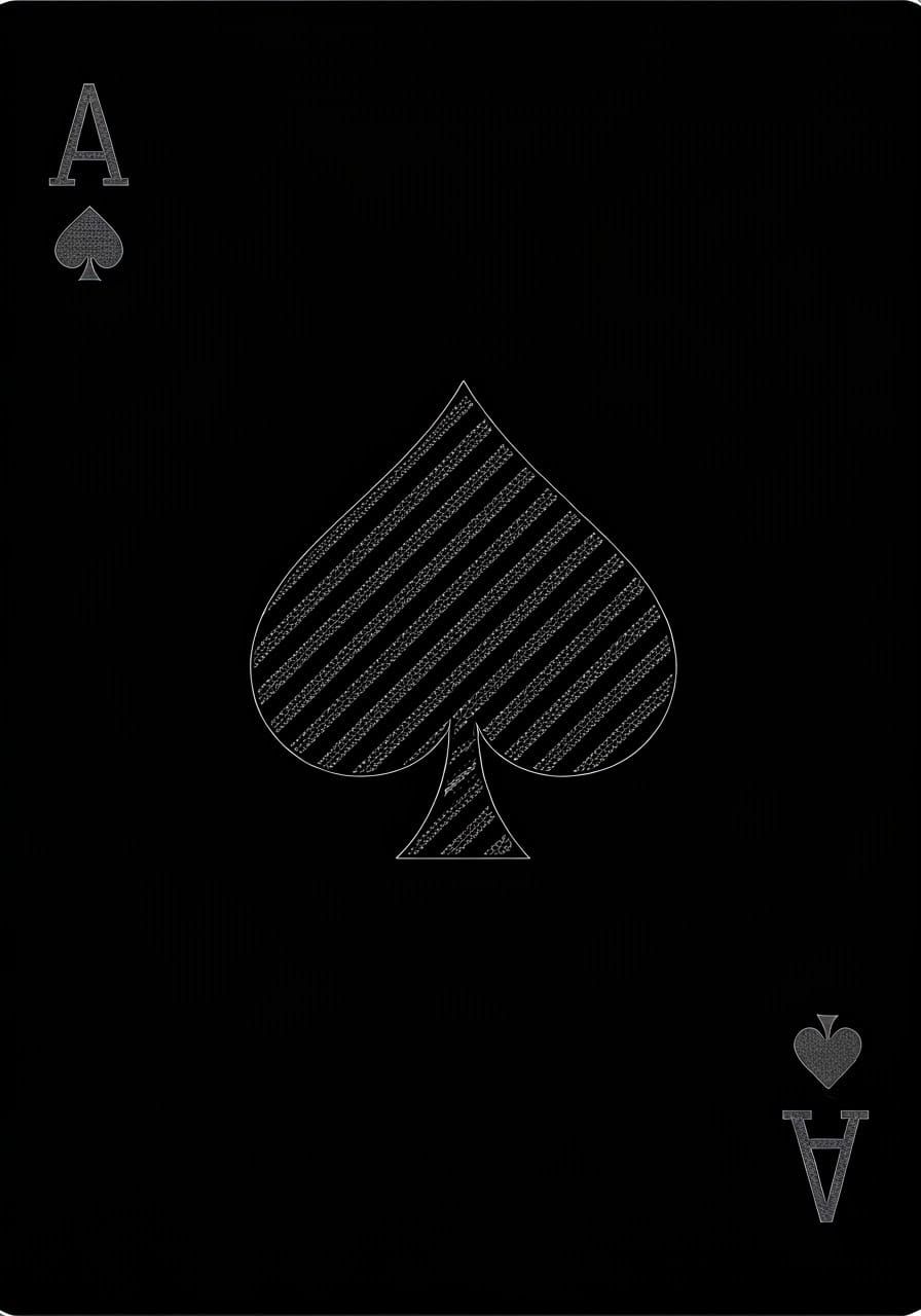 Black Ace of Spades Playing Card with White Suit Symbol