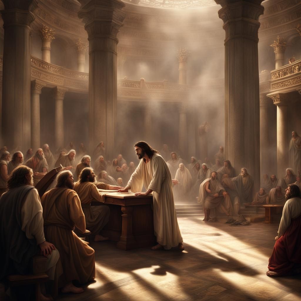 Jesus confronts the money changers at the Temple.