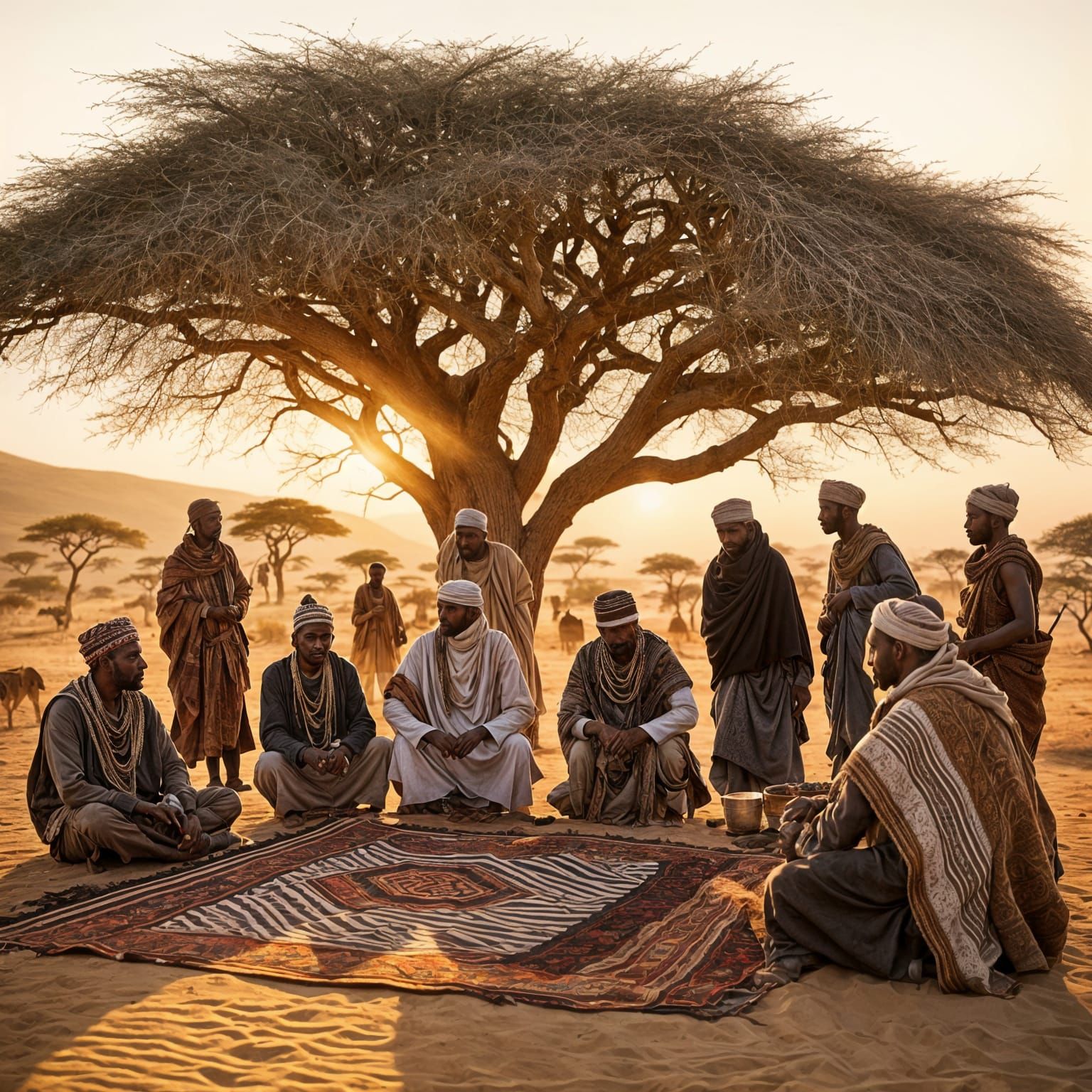 Vibrant Bedouin Tribe on the Serengeti Landscape